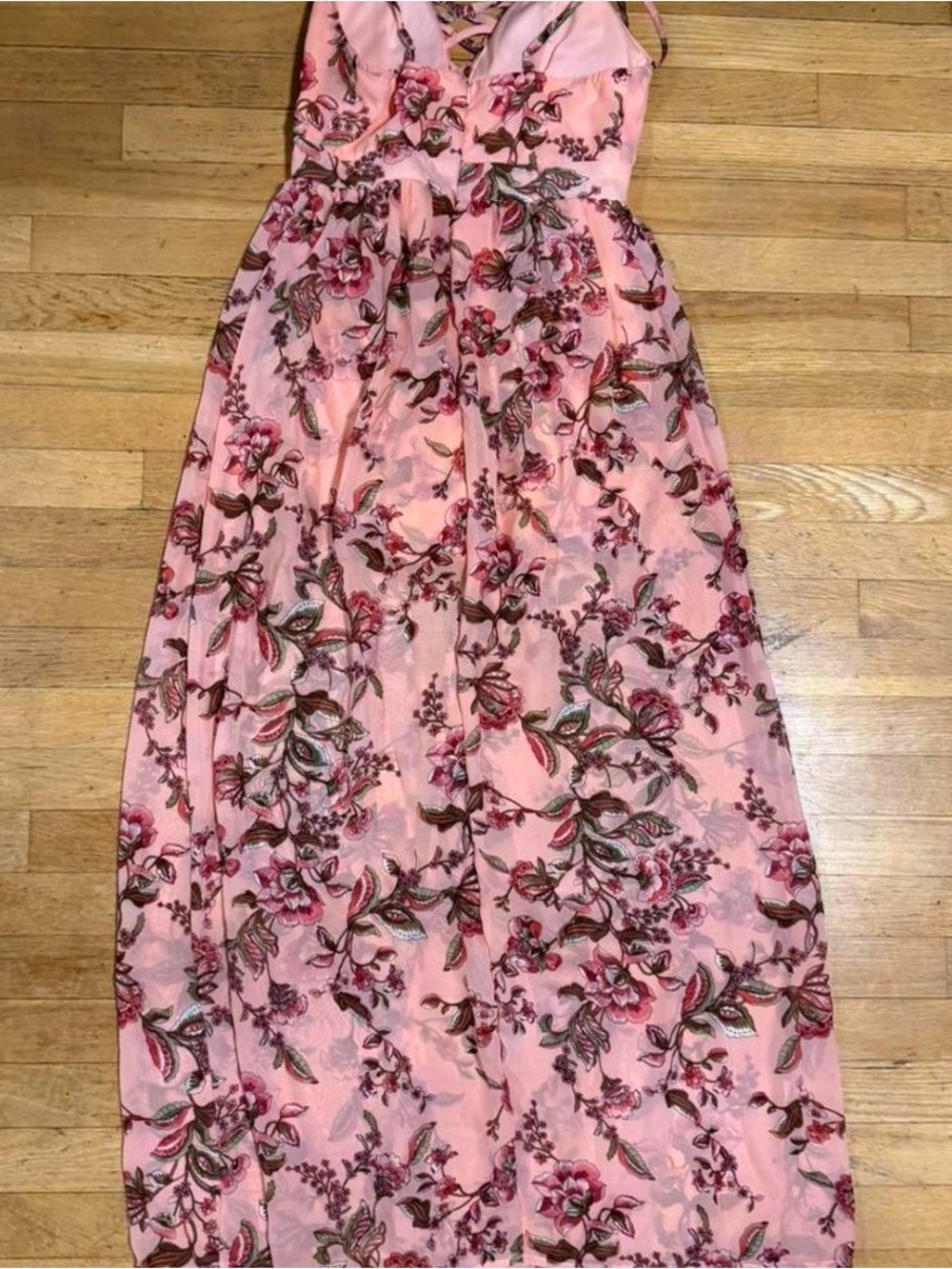 love J Pink Floral High-Low Dress with Crisscross Back